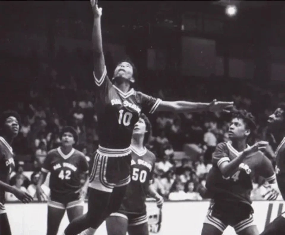 Acadiana girls basketball's Kim Perrot goes up for a layup during one of the Wreckin' Rams games in the mid 80s.